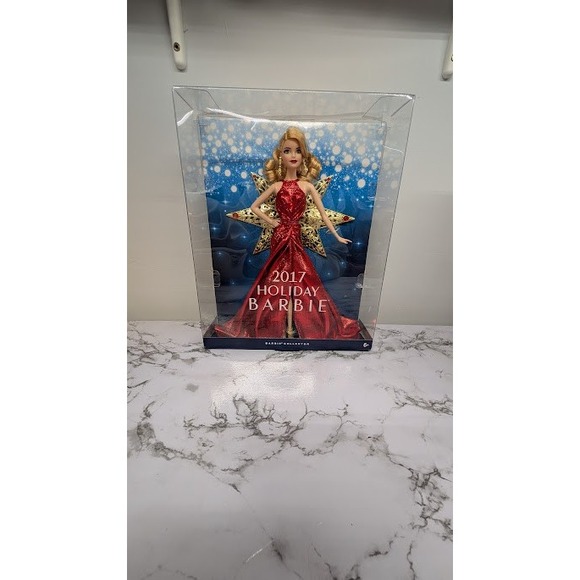 2017 Holiday Barbie Doll Red Gown Gold Star NRFB Collector Edition - Picture 1 of 2
